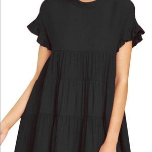 Women’s tiered black short sleeve mini dress